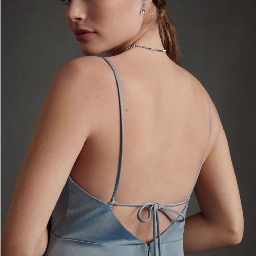 BHLDN Remy Cowl Neck Blue Slit Gown - Worn Once - Picture 2 of 6